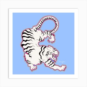 White Tiger Outlined Square Art Print