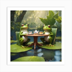 Frogs At Tea Art Print