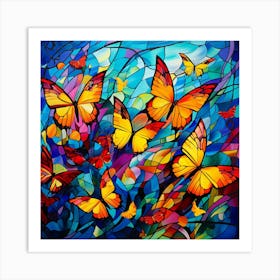 Stained Glass Butterflies Art Print