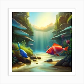 Fishes In The Sea-shine Art Print