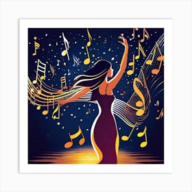 Music Note Girl Art Print