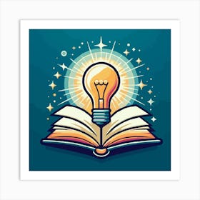 Books With Bulb Idea Design Glowing Bulb On Book Ideas (4) Art Print