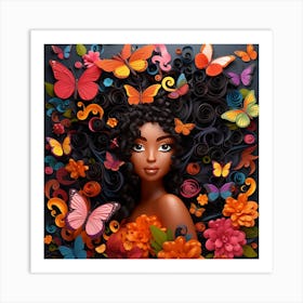 Black Girl With Butterflies 2 Art Print