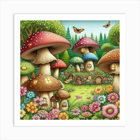 Whimsical Magical Mushroom 6 Art Print