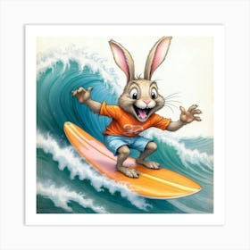 Bunny Surfboard 8 Art Print