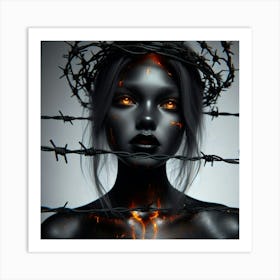 Black Woman With Barbed Wire Art Print