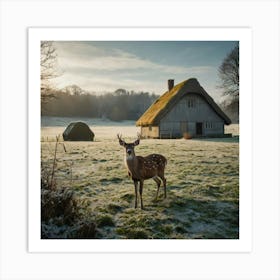 Deer In Frost Art Print