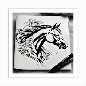 Horse Drawing Art Print