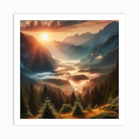 Sunrise In The Mountains 43 Art Print