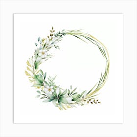 Watercolor Floral Wreath Art Print