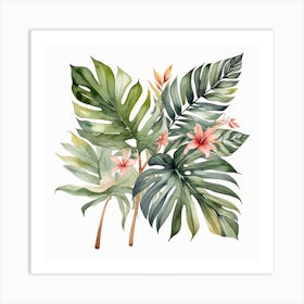 Abstraction with tropical leaf 7 Art Print