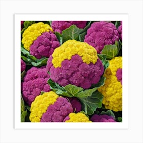 Purple And Yellow Cauliflower 1 Art Print