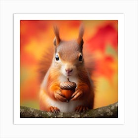 Squirrel Eating Acorn Art Print