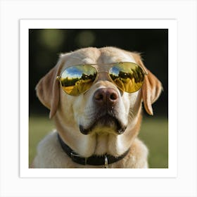 Yellow Labrador Wearing Sunglasses 2 Art Print
