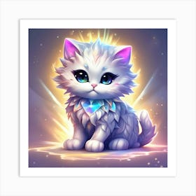 White Cat With Blue Eyes Art Print