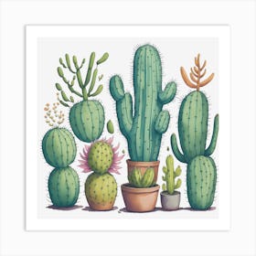 Watercolor Cactus 4 Art Print