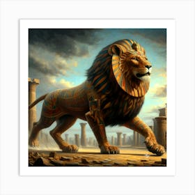 Giant Egyptian Warrior Lion 3 Art Print