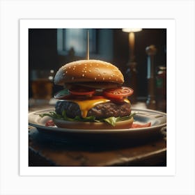 Hamburger On A Plate 129 Art Print