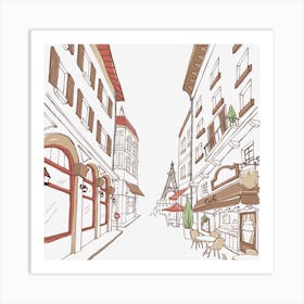 Construction Residential District Architecture Street Illustration Cartoon City Streetscape Art Print