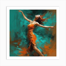 Dancer In Orange Dress 1 Art Print