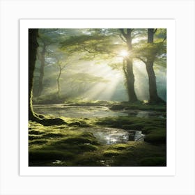 Sunrise In The Forest Art Print