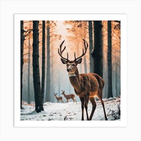 Deer In The Forest 16 Art Print