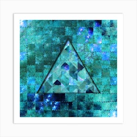 Abstract Geometric Blue Galaxy Square Art Print