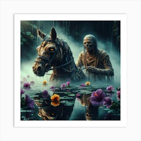 Skeleton On Horse Art Print