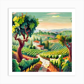 Firefly Beautiful Modern Lush Spanish Vinyard Landscape 9283 (1) Art Print