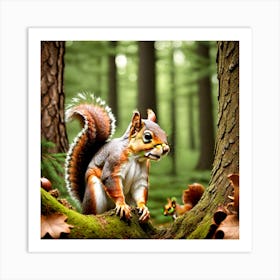 Squirrel In The Forest 13 Art Print