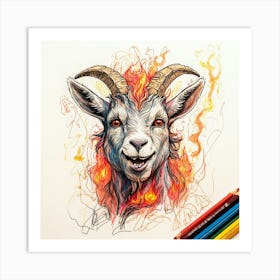 Goat With Flames 9 Art Print