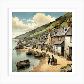 Beer Fishing Village In Devon England Vintage Art Print 4 Art Print