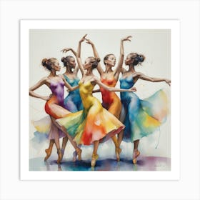 Figurative Multicolor Dancers Art Print 2 Art Print