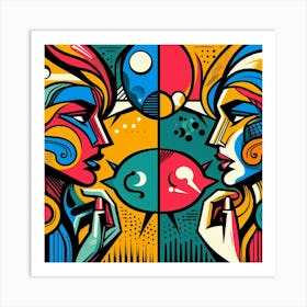 Two Women Talking To Each Other Art Print