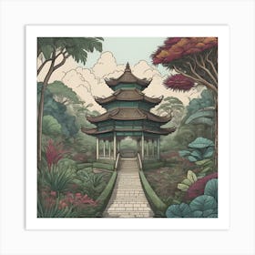 Botanical Chinese Garden Art Print