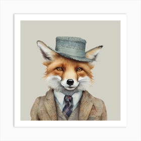 Watercolour British Fox Reynard Art Print