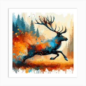 Reindeer On The Move 1 Drip Style Artwork Vector Version In Raster Format Art Print