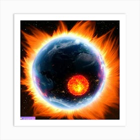 Earth In Flames 1 Art Print