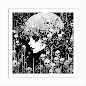 Skulls And Flowers Art Print