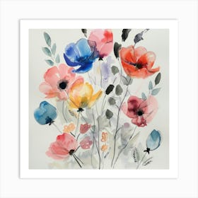 Watercolor Poppies 9 Art Print