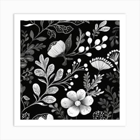 Monochrome Botanica Art Print