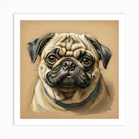 Pug Dog Portrait 1 Art Print