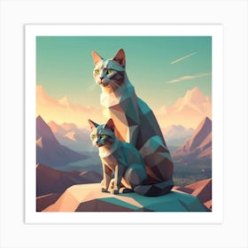 Cat And Kitten Art Print