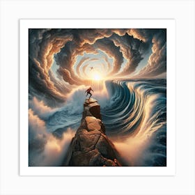 Man Standing On Top Of A Wave Art Print