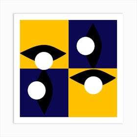 Blue and Yellow Checkered Eye Art Print