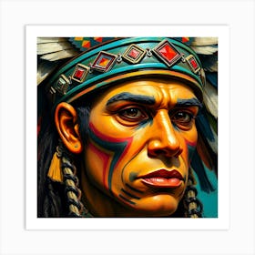 Aztec Chief Portrait Art Print