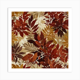 Abstract Botanical Patterns With Leaves And Flowers Art Print