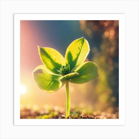 Green Leaf Sprouting From The Ground 1 Art Print