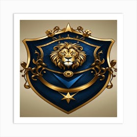 Lion On A Shield Art Print