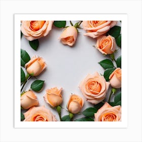 Arrangement Of Peach Roses Art Print